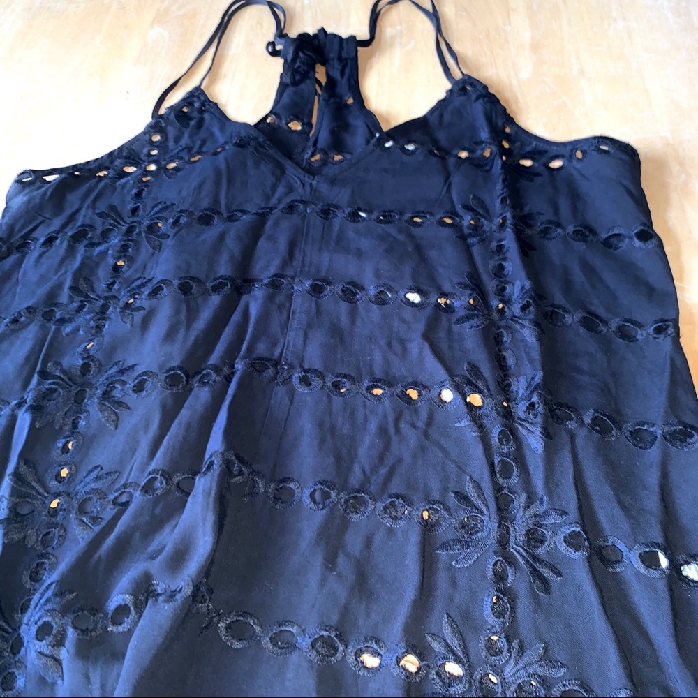 Love Stitch Black Embroidered Eyelet Racerback